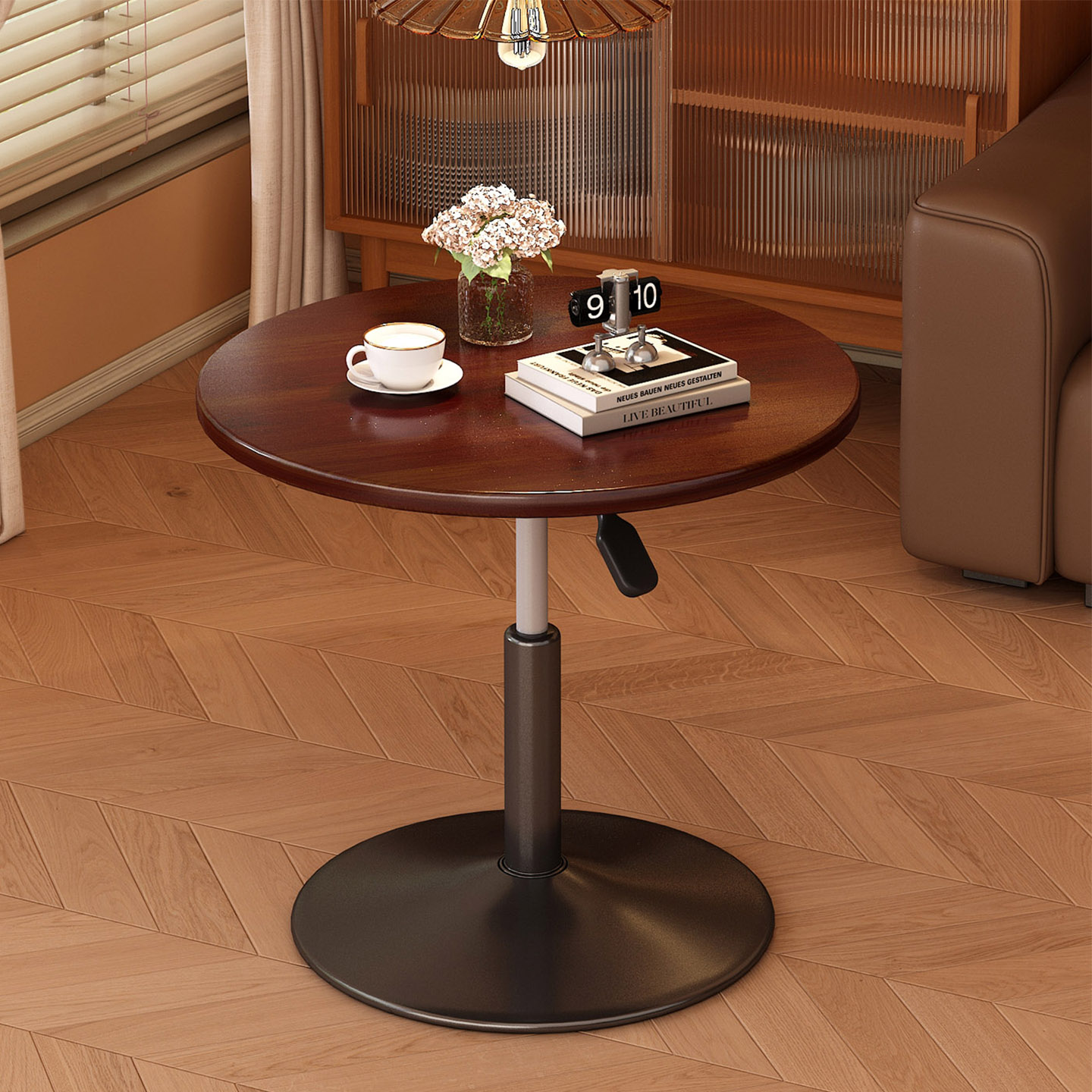 圆形升降茶几小桌子客厅家用可移动茶台小户型阳台茶桌民宿咖啡桌