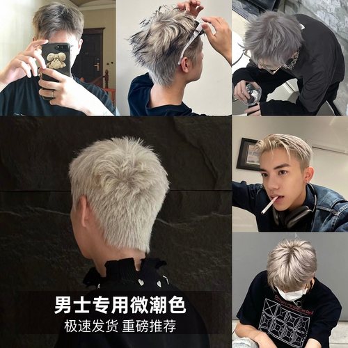 染发膏漂发剂男生专用纯显白烟熏雾霾灰亚麻灰棕奶茶灰棕银白植物 - 封面
