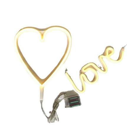 ins跨境新款LED霓虹灯星星小夜灯爱心火烈鸟造型灯房间布置装饰灯