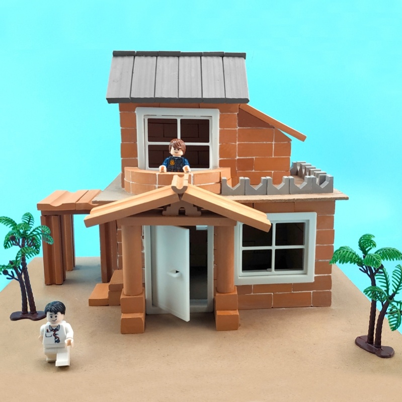 新品泥瓦匠盖房子玩具仿真水泥砖建筑模型diy手工制作小屋别墅.