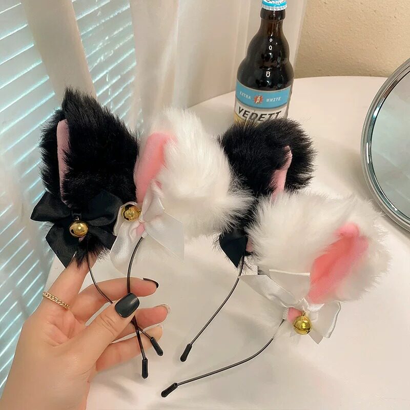 猫耳朵发箍+氛围感眼罩面纱蕾丝