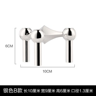 R金属装 简约轻奢可堆叠北欧艺术分子烛台不锈钢复刻版 饰摆件饰品