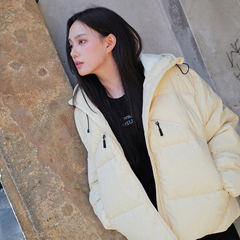 SPELLEDIT2025年冬季新品口袋连帽羽绒服加厚休闲短款羽绒外套女