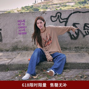 SPELLEDIT2025秋季新品可乐插件长袖T恤趣味印花松弛宽松上衣女