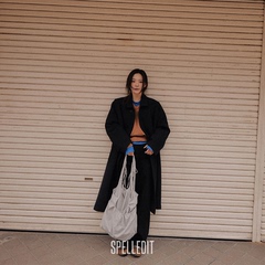 SPELLEDIT2025冬季新品宽松单排扣羊毛大衣韩系简约毛呢外套女