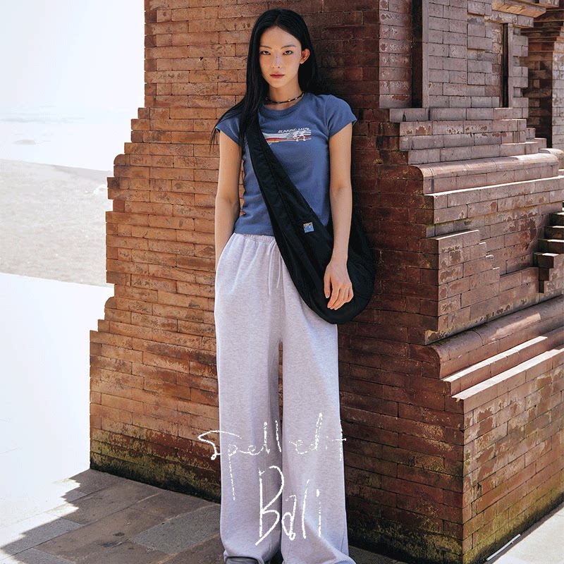SPELLEDIT2026年新品低腰休闲卫裤宽松舒适直筒系带长裤女