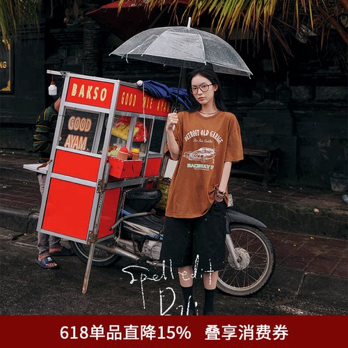 SPELLEDIT新品复古车库印花T恤