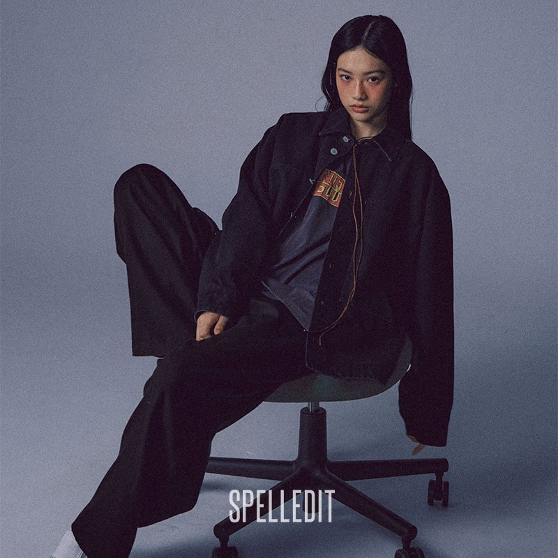 SPELLEDIT2026秋季新品侧扣带西裤宽松长款复古休闲裤黑色裤子女