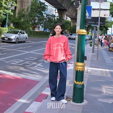 SPELLEDIT2025春季新品雪花斑点牛仔裤美式宽松高腰阔腿裤子女