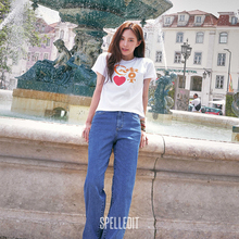 SPELLEDIT2025秋季新品经典深蓝牛仔裤时尚显瘦水洗复古直筒裤女