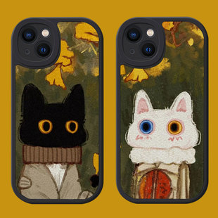 113promax华为Nova6VIVOIQOO10S17荣耀50Plus一加Ace 趣味情侣手机壳猫定制任意机型原创适用苹果17