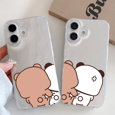 新款高级硅胶可爱布布一二情侣手机壳定制任意机型适用苹果16/15/14/13/112promax华为P40荣耀200三星S10Plus