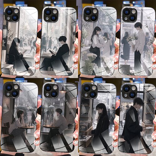 新款情侣手机壳玻璃款小众定制任意机型适用iPhone17/16/1514/132promaxVIVOS30荣耀70红米note14K80小米华为