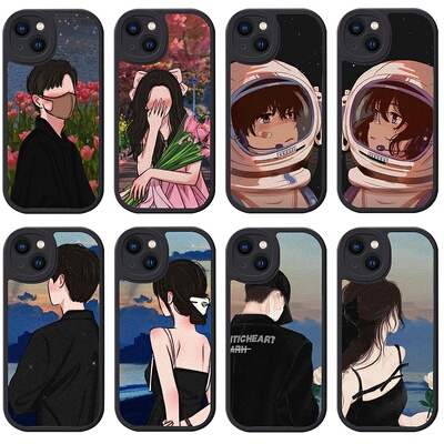 新款小羊皮情侣手机壳浪漫插画ins风高级感定制任意机型适用iPhone17/16/151413promax小米15荣耀magic7VIVO
