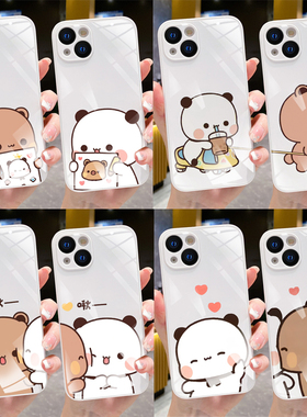 新款白边钢化玻璃一二布布情侣手机壳任意机型定制适用苹果16/15/14/113promax小米vivoppo华为荣耀三星红米