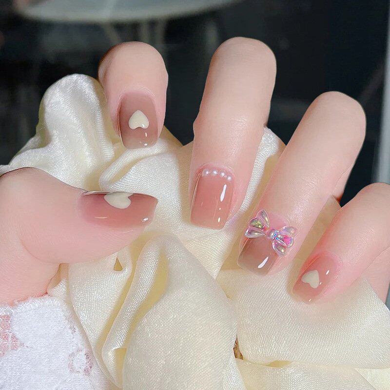 生美夏片甲甲成小短戴贴色显新甲清白指片片假款穿