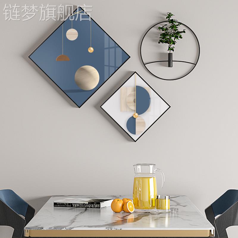 网红轻奢创餐厅装饰画麋鹿背挂画组合饭厅墙画现代简约意歺厅墙面图片