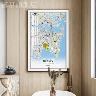 网红巴黎市地图圳伦敦装饰画香港办公室北京深城挂画东京