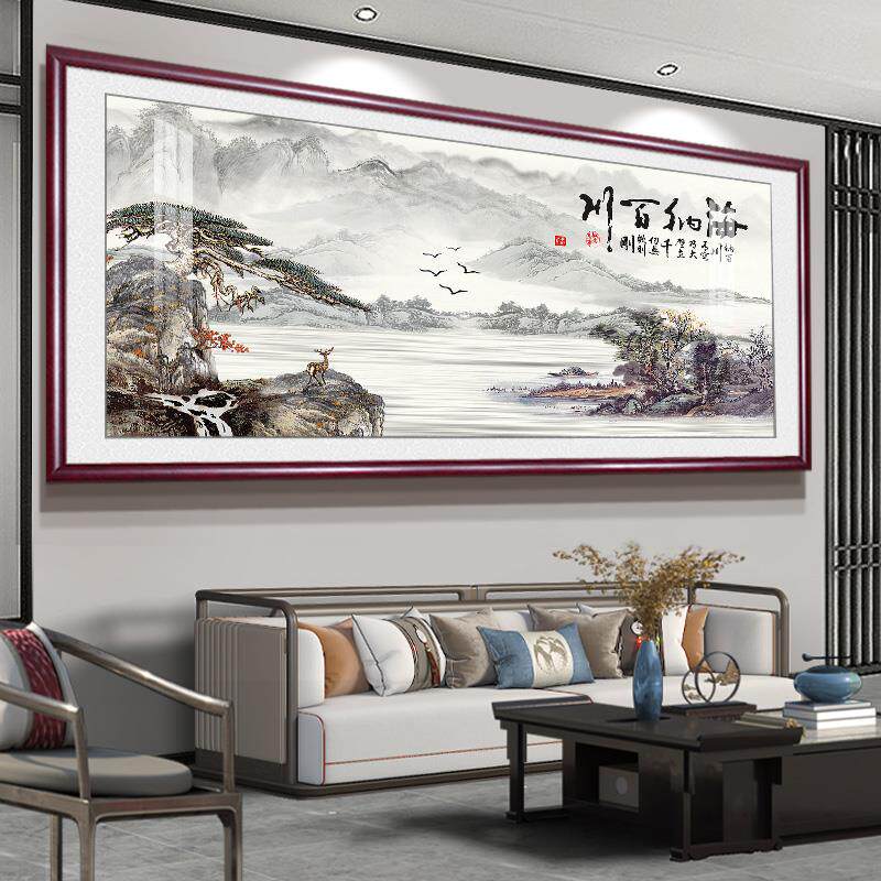 网红江山如画壁画客厅沙发背景墙装饰办公室山水挂画中式字画风景
