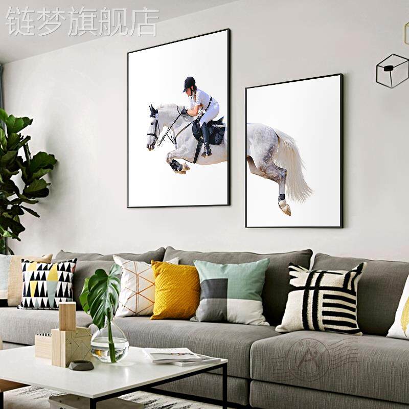 网红轻奢客背景装饰画画马创意组合约墙画现简卧室壁北欧餐厅挂厅