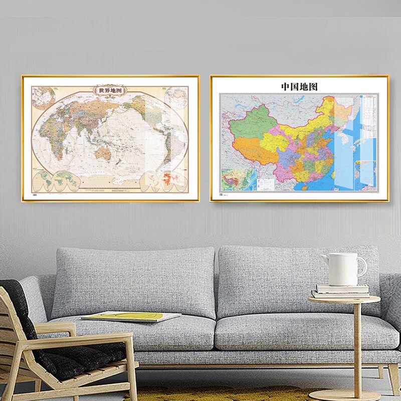 网红磁吸可做壁画2022新版标记中国地图挂图定制办公室挂画世界装图片
