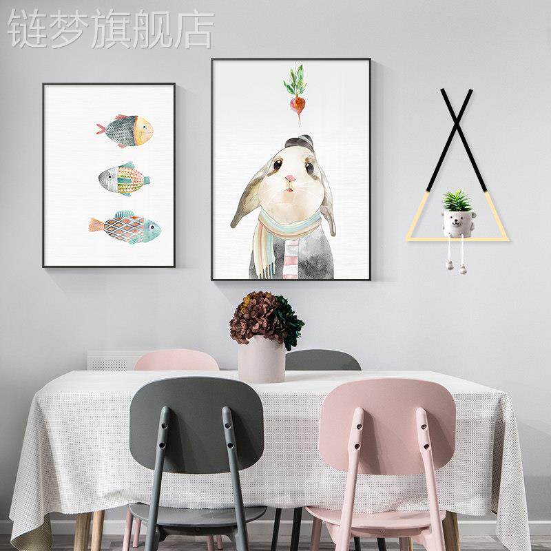 网红餐厅装画饰组北欧个性水饭墙果厨房背景墙挂画创意厅餐桌面合