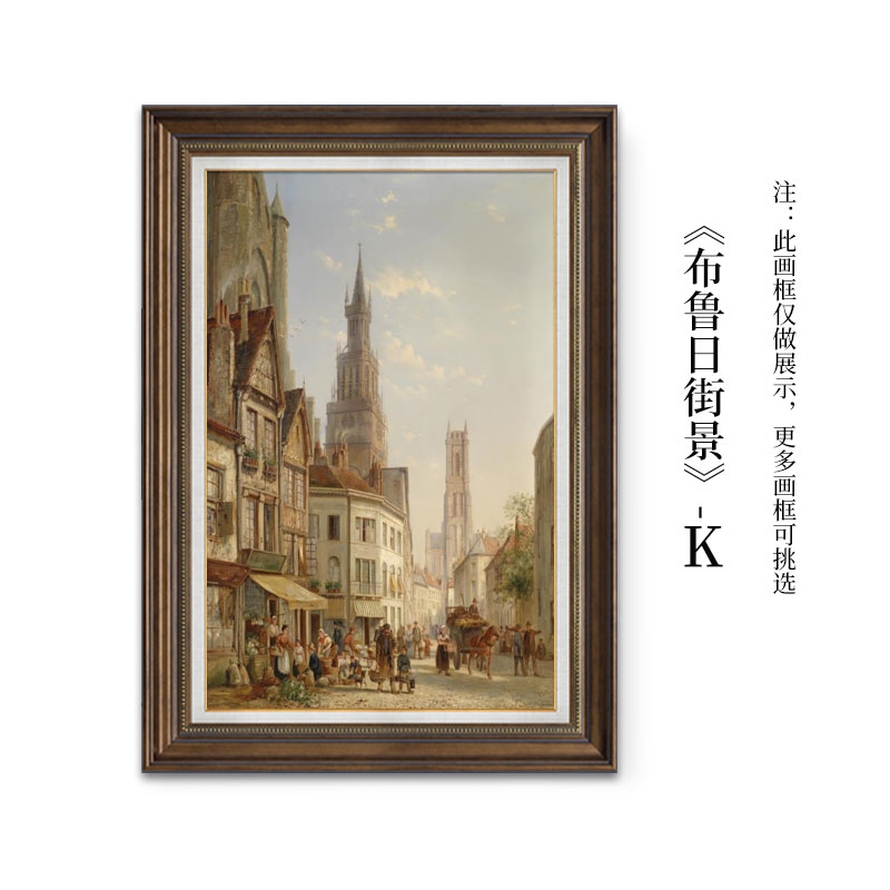 客厅玄关装饰画墙面美式挂画高端欧式壁画餐厅楼梯画复古建筑定做图片