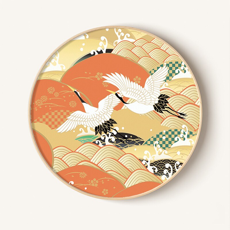 定做日式风格花纹挂画墙壁圆形玄关装饰画日本和风饭厅餐厅店日料