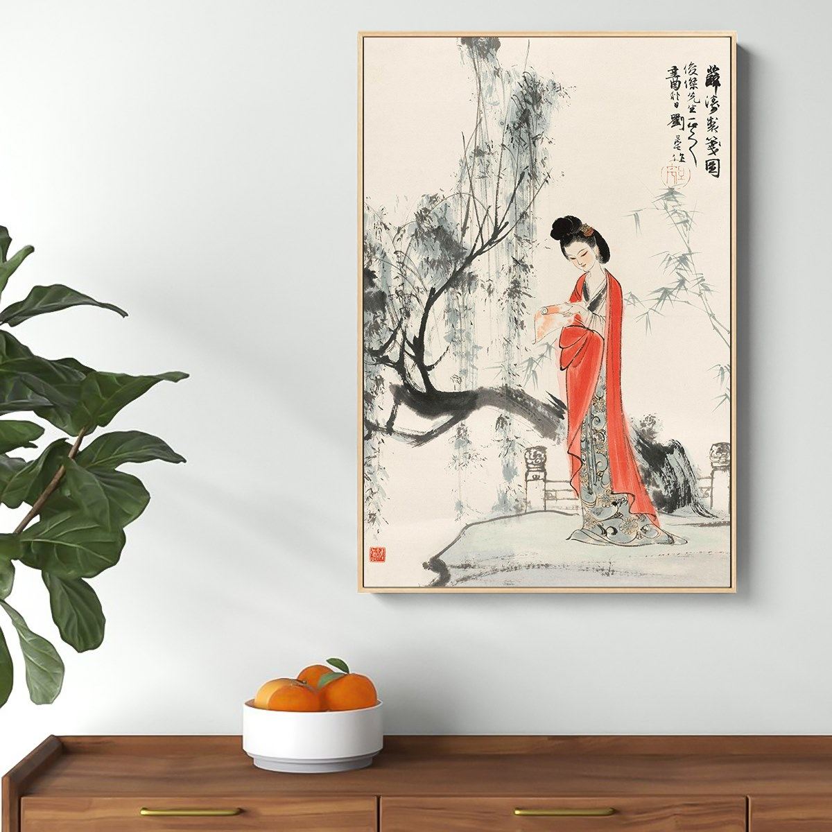 网红刘旦宅红楼梦挂画金陵十二钗新中式装饰画中国古代美女壁画客