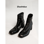 粗跟方头法式 经典 瘦瘦靴 会一直爱 敦绿岛·十年｜decade