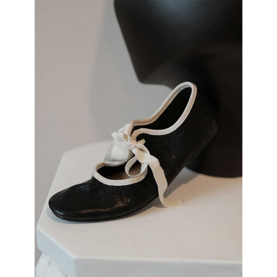 敦绿岛·拥抱｜Embrace平底绑带撞色芭蕾舞鞋软皮软底小皮鞋单鞋