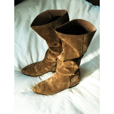 敦绿岛·橡木苔｜Oak moss松弛有型反绒堆堆长靴高筒靴