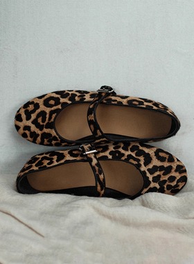 敦绿岛·不经意｜一辈子的爱野性豹纹玛丽珍平底一字带单鞋