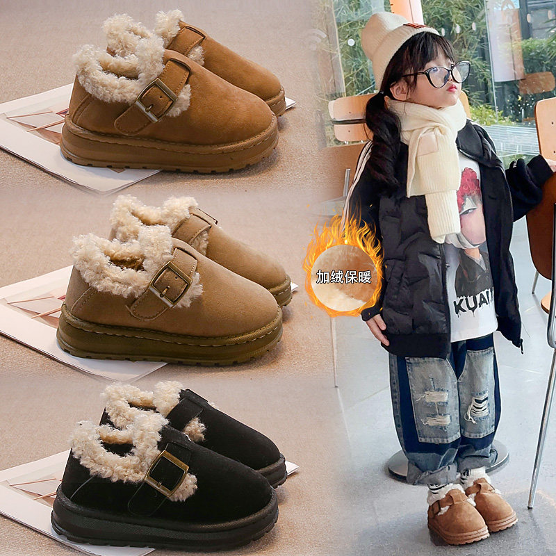 女童雪地靴2026冬季新款加绒保暖儿童勃肯鞋男童毛毛鞋防滑棉鞋子
