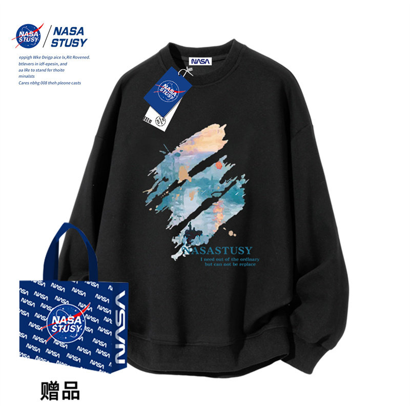 NASA STUSY美式高街2026新款春秋装男款宽松情侣潮牌圆领卫衣