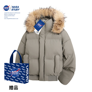 NASA STUSY美式2026冬季男款棉衣加厚皮衣棉袄派克服羽绒棉服外套
