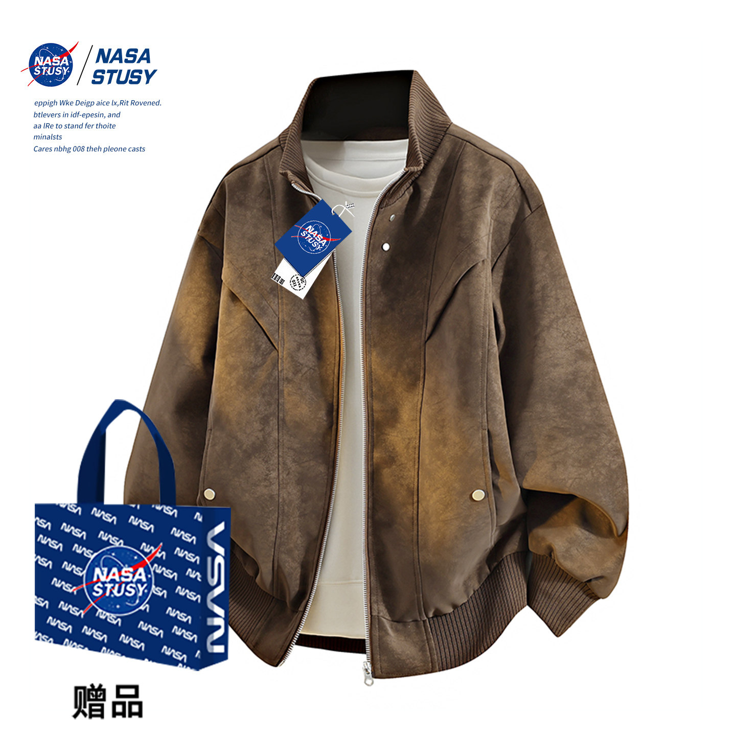 NASA官方进口美式PU皮衣夹克外套图片