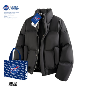 NASA STUSY美式2026冬季加厚保暖皮衣棉衣男款棉袄羽绒棉服外套