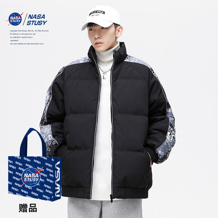 NASA STUSY冬季棉衣外套加厚情侣潮牌棉袄子棒球服羽绒棉服男装