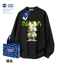 NASA STUSY美式高街2025新款秋冬装男款宽松情侣潮牌圆领加绒卫衣