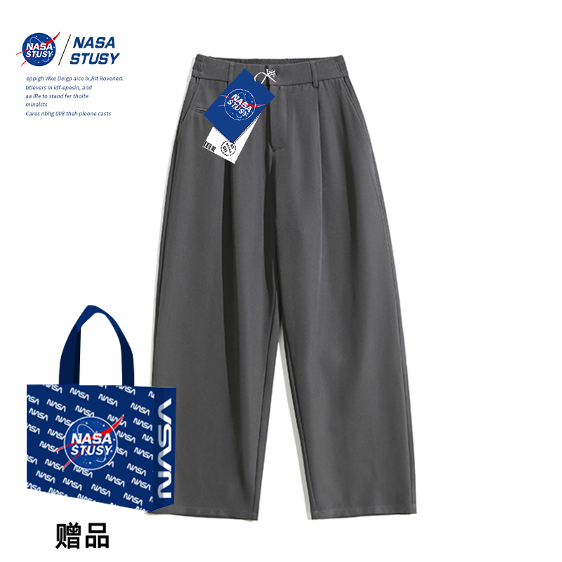 NASA STUSY美式2025新款夏装男款休闲长裤子薄款透气男士西装裤