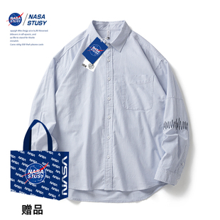 條紋襯衫 NASA STUSY春夏季 潮牌男生外套帥氣長袖 服