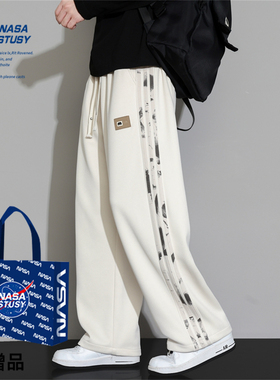 NASA STUSY美式复古2026新款春秋装男款休闲长裤子直筒宽松男卫裤