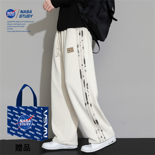 NASA STUSY美式2026新款秋冬装男加绒休闲长裤子直筒宽松男士工装