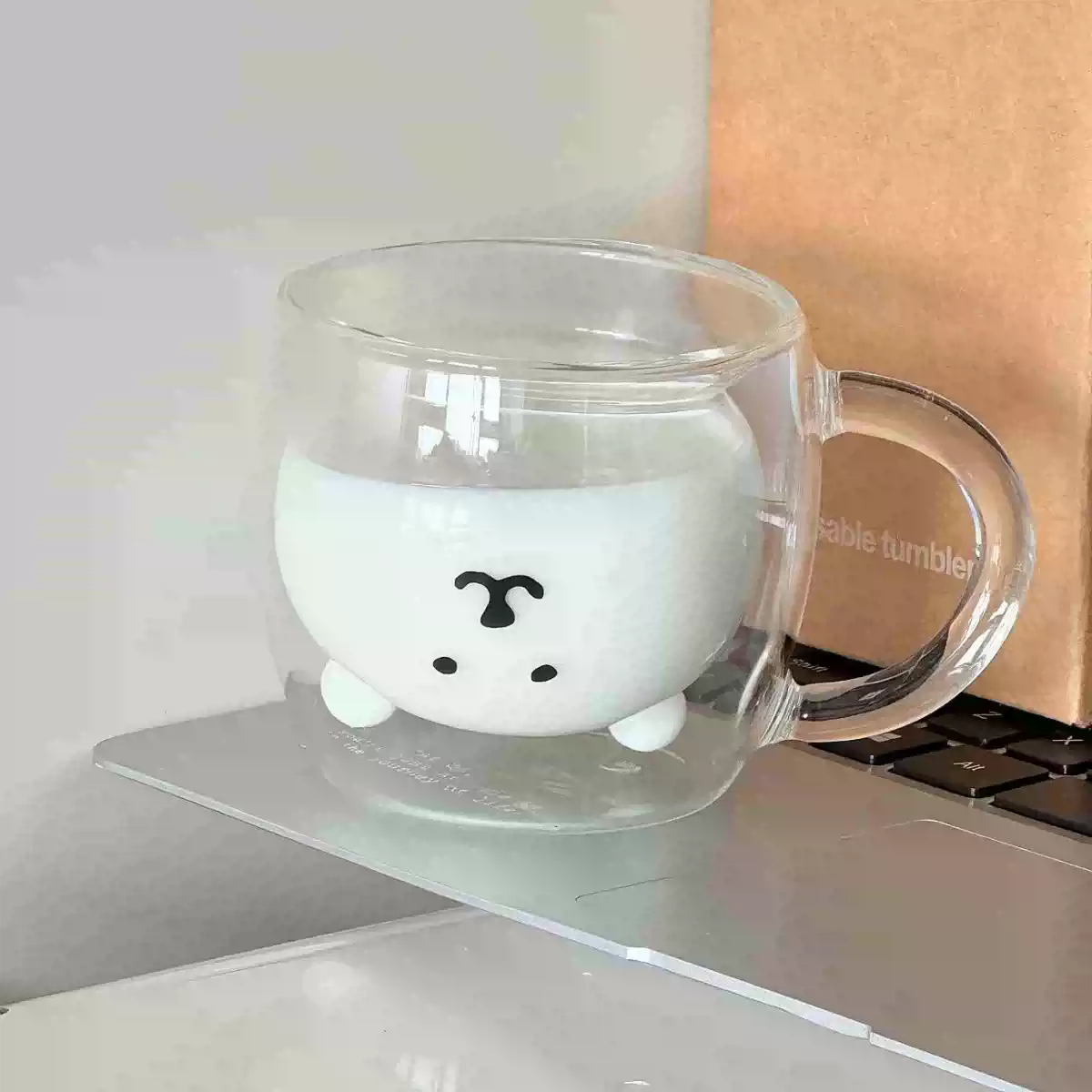 自嘲熊韩国200ml耐热双层玻璃杯
