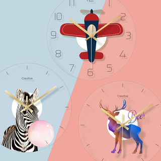 北欧静音卡通挂钟客厅卧室钟表可爱儿童房幼儿园教室房间创意时钟
