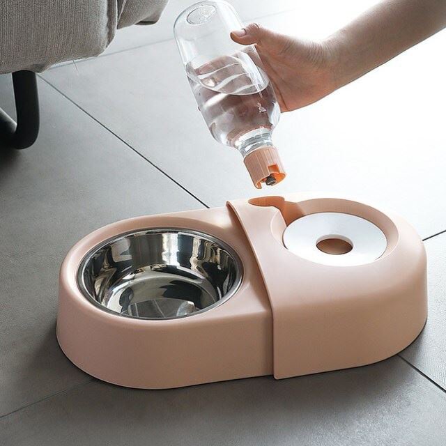 不湿嘴猫碗自动饮水双碗猫咪饭碗碗防打翻狗食盆狗狗喝Z水碗宠物