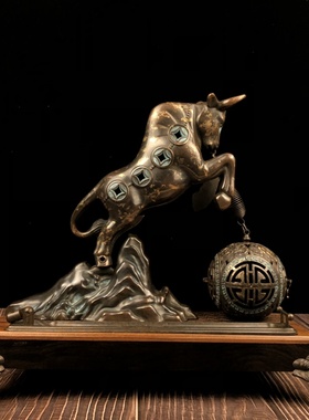 速发纯铜金钱薰烤鸭炉摆件生肖牛旺牛牛薰香炉香市球炉招财家居供