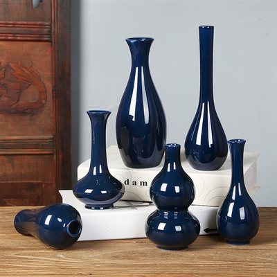 黑色陶瓷花瓶净瓶小花瓶复古摆件器干花粗陶创意简约桌面居家装饰