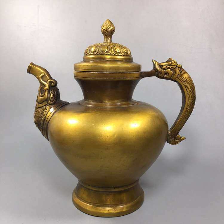 仿古纯铜龙壶龙嘴龙手柄大光铜酒壶茶壶家居茶道酒店装饰工艺摆件